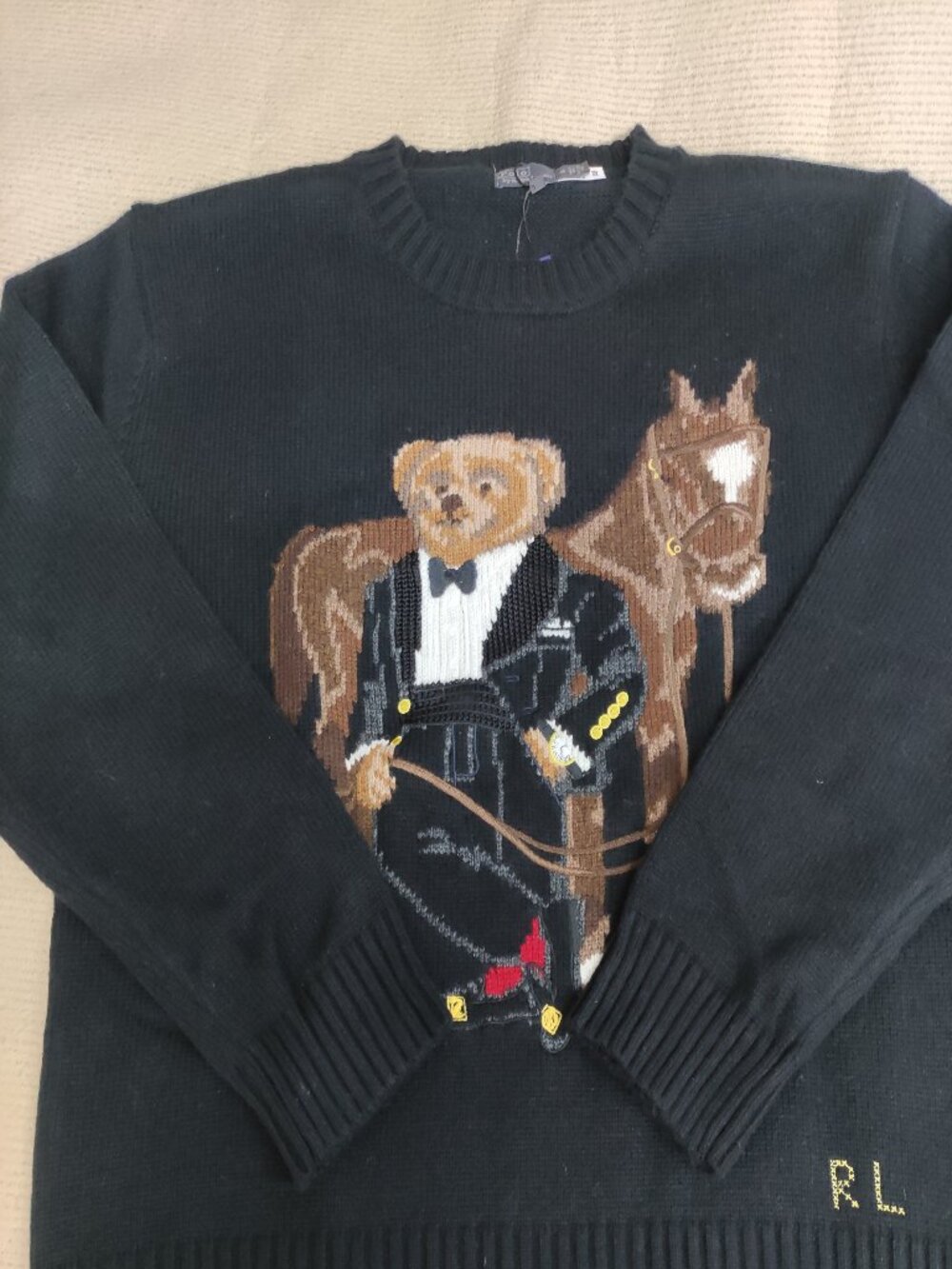 Polo Ralph Lauren Tuxedo Bear Horse Wool Crewneck Sweater - Picture 7 of 11